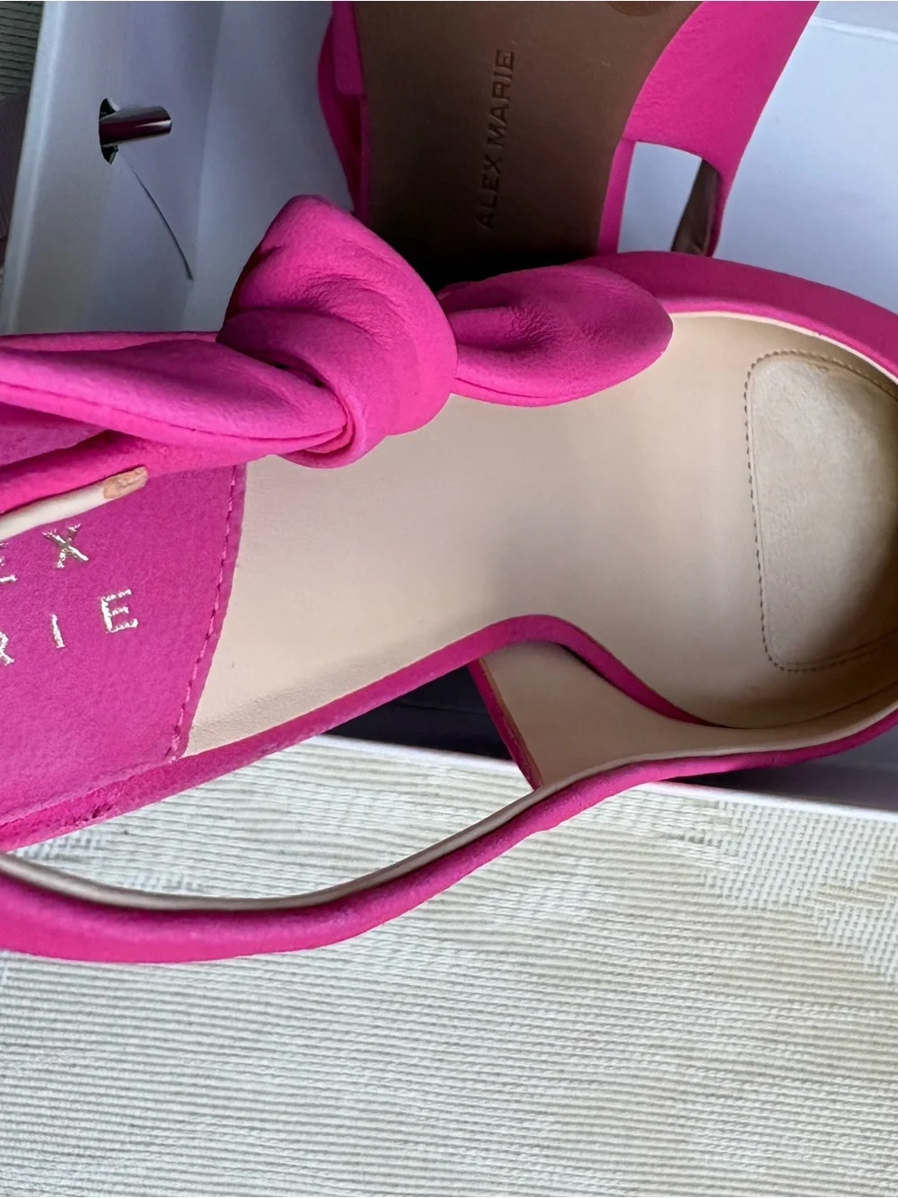 Alex Marie Fuchsia Pointed Kitten Heel Knot Slingback Pumps
